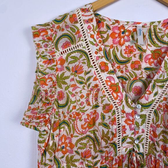 Guadalupe Paisley Block Print High Low Maxi Dress - Picture 2 of 5